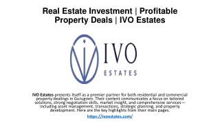 Real Estate Investment | Profitable Property Deals | IVO Estates