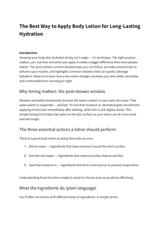 The Best Way to Apply Body Lotion for Long-Lasting Hydration