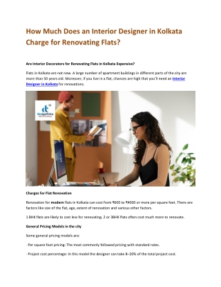How Much Does an Interior Designer in Kolkata Charge for Renovating Flats