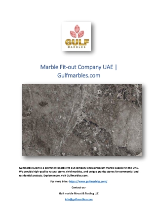 Marble Fit-out Company UAE | Gulfmarbles.com