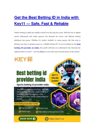 Get the Best Betting ID in India with Key11 — Safe, Fast & Reliable