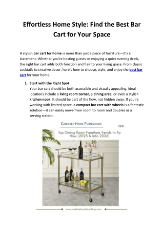 Best Bar Carts for Home | Stylish & Functional Bar Cart Ideas