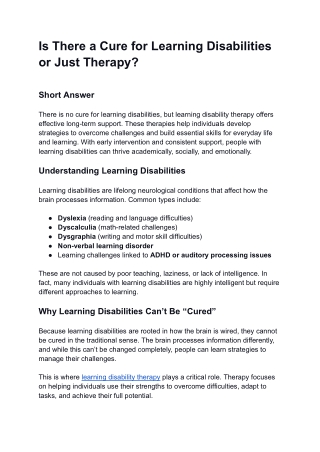 Is There a Cure for Learning Disabilities or Just Therapy_