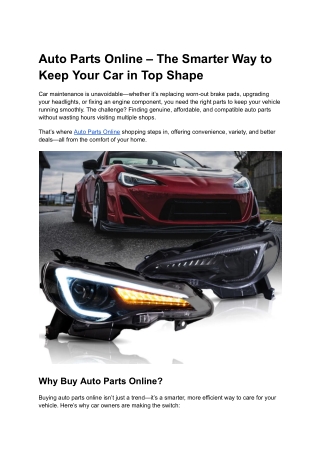 Auto Parts Online – The Smarter Way to Keep Your Car in Top Shape (2)