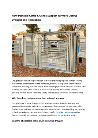 How Portable Cattle Crushes Support Farmers During Drought and Relocation