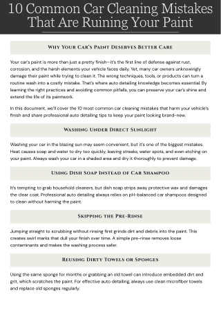 10 Common Car Cleaning Mistakes That Are Ruining Your Paint