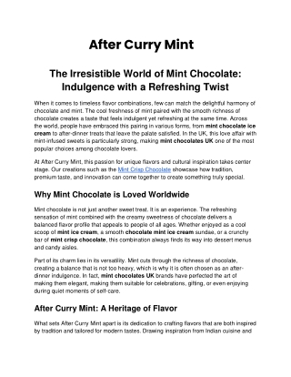 The Irresistible World of Mint Chocolate_ Indulgence with a Refreshing Twist