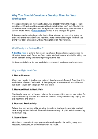 Why You Should Consider a Desktop Riser for Your Workspace