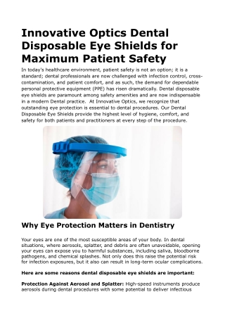 Innovative Optics Dental Disposable Eye Shields for Maximum Patient Safety