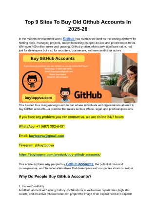Top 9 Sites To Buy Old Github Accounts In 2025-26