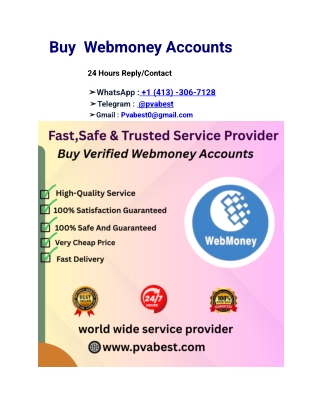 Top Buy Webmoney Accounts  In This Time 2025