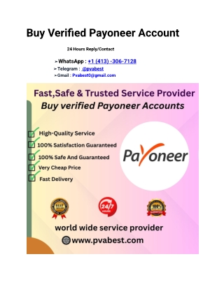 Trusted Site To Buy Verified Payoneer Accounts In This Time
