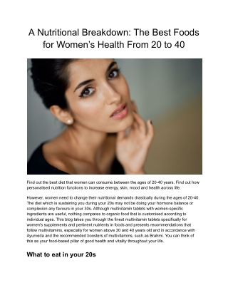 A Nutritional Breakdown_ The Best Foods for Women’s Health From 20 to 40
