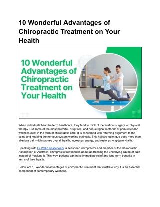 10 Ways Chiropractic Treatment Makes Life Better