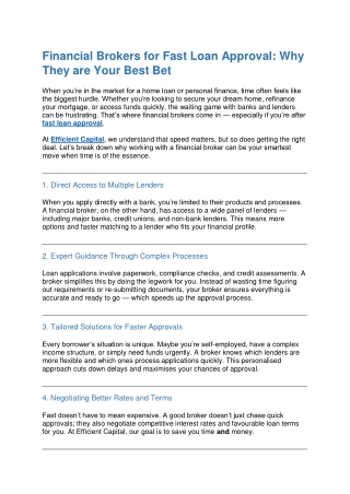 Financial Brokers for Fast Loan Approval Why They are Your Best Bet