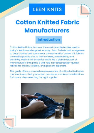 All About Cotton Knitted Fabric Manufacturers