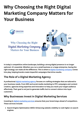 Why Choosing the Right Digital Marketing Company Matters for Your Business