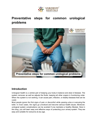 Preventative steps for common urological problems