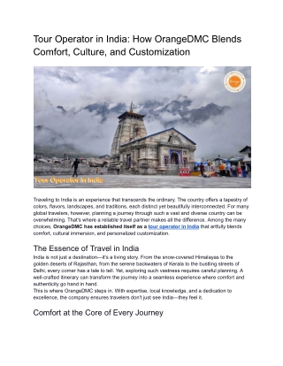 Tour Operator in India_ How OrangeDMC Blends Comfort, Culture, and Customization