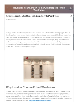 Revitalise Your London Home with Bespoke Fitted Wardrobes