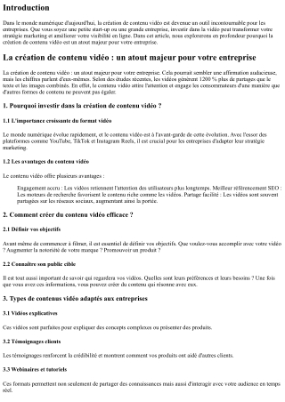 La création de contenu vidéo : un atout majeur pour votre entreprise