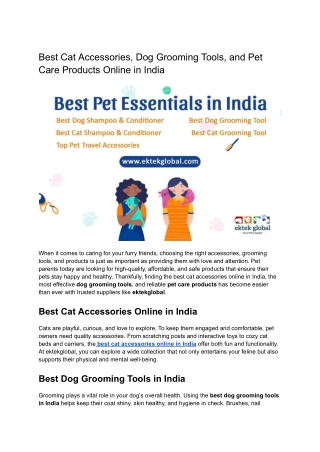 Best Cat Accessories, Dog Grooming Tools, and Pet Care Products Online in India
