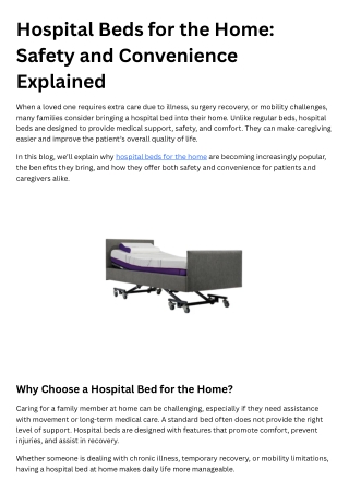 Hospital Beds for the Home Safety and Convenience Explained