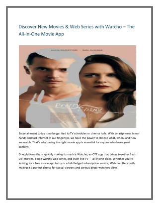 Discover New Movies & Web Series with Watcho – The All-in-One Movie App