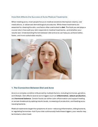 How Diet Affects the Success of Acne Medical Treatments