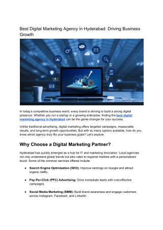 Best Digital Marketing Agency in Hyderabad_ Driving Business Growth