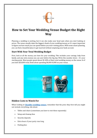 How to Set Your Wedding Venue Budget the Right Way
