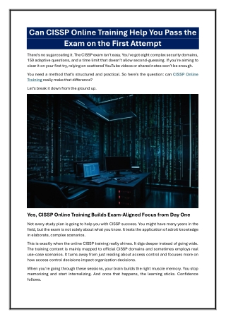 Can CISSP Online Training Help You Pass the Exam on the First Attempt