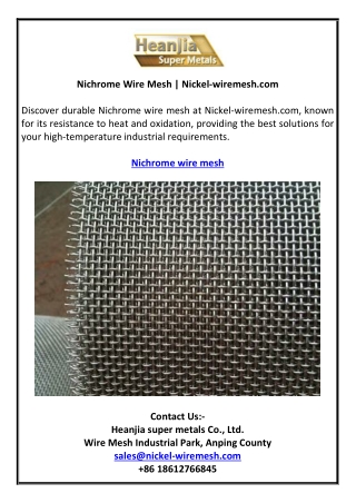 Nichrome Wire Mesh | Nickel-wiremesh.com