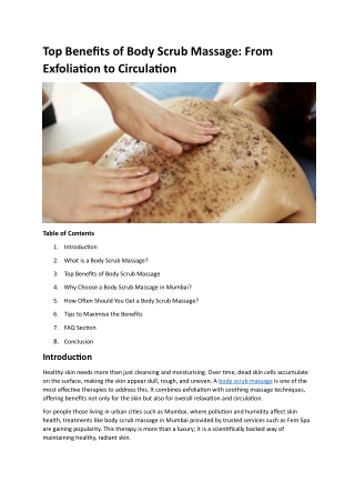 Top Benefits of Body Scrub Massage From Exfoliation to Circulation