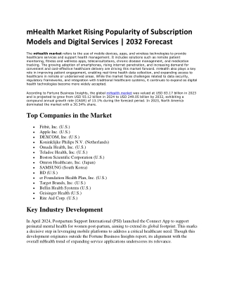 mHealth Market Insights into Consumer Behavior and Digital Health Ecosystem
