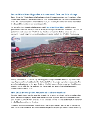 Soccer World Cup Upgrades at Arrowhead, fans see little change