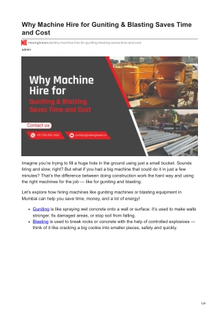 meengineers.in-Why Machine Hire for Guniting  Blasting Saves Time and Cost