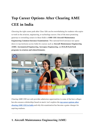 Top Career Options After Clearing AME CEE in India