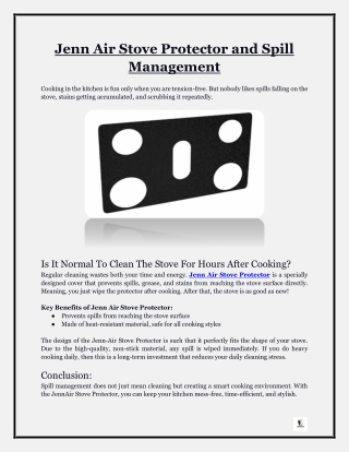 Jenn Air Stove Protector and Spill Management