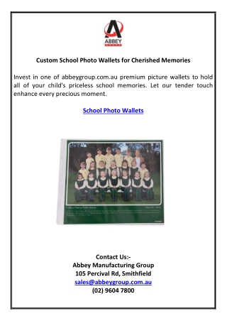 Custom School Photo Wallets for Cherished Memories