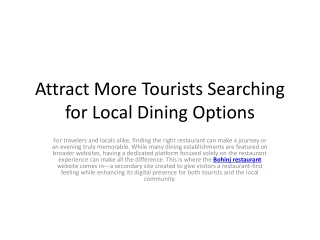 Attract More Tourists Searching for Local Dining Options