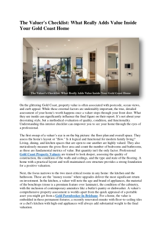 The Valuer's Checklist What Really Adds Value Inside Your Gold Coast Home