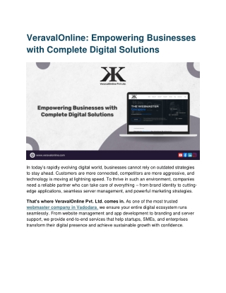 VeravalOnline Empowering Businesses with Complete Digital Solution