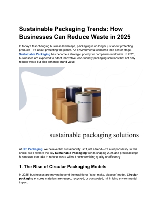 Sustainable Packaging Solutions