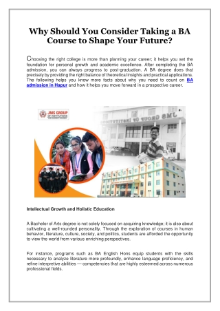 Why Should You Consider Taking a BA Course to Shape Your Future