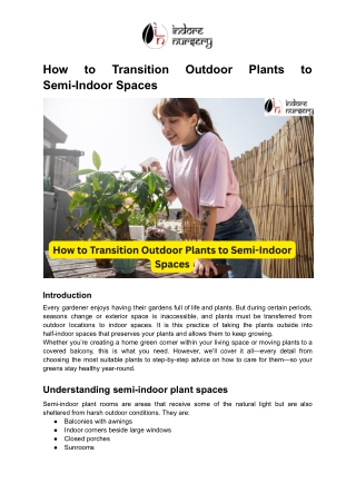 How to Transition Outdoor Plants to Semi-Indoor Spaces