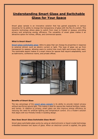 Understanding Smart Glass and Switchable Glass for Your Space