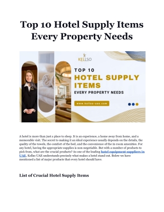 Top 10 Hotel Supply Items Every Property Needs