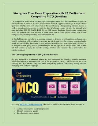 Strengthen Your Exam Preparation with EA Publications Competitive MCQ Questions