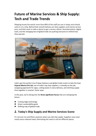 Future Trends in Ship Supply and Marine Services Technology, Sustainability, and Global Trade